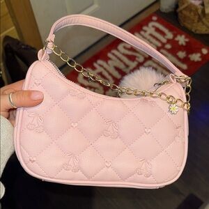 Pink Quilted Women's Bag with Chain Strap
